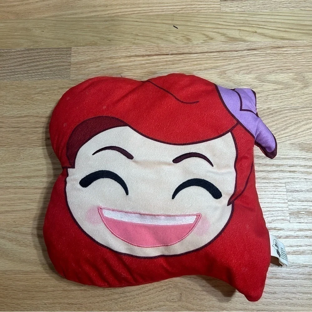 Disney Ariel Emoji Throw Pillow Princess Mermaid Red